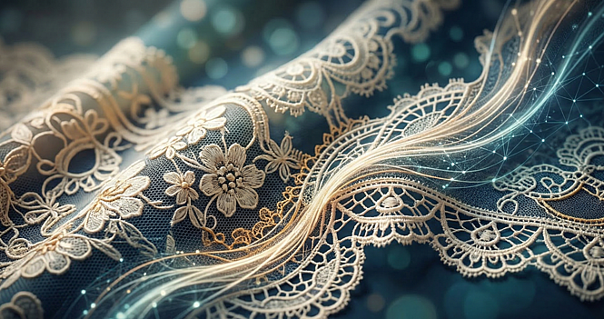 Simulation of Victorian lace with digital artifacts created with Gemini V3.